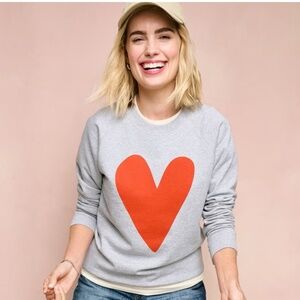 NEW Hanna Anderson Cotton Crew Neck Heart Sweatshirt Size M